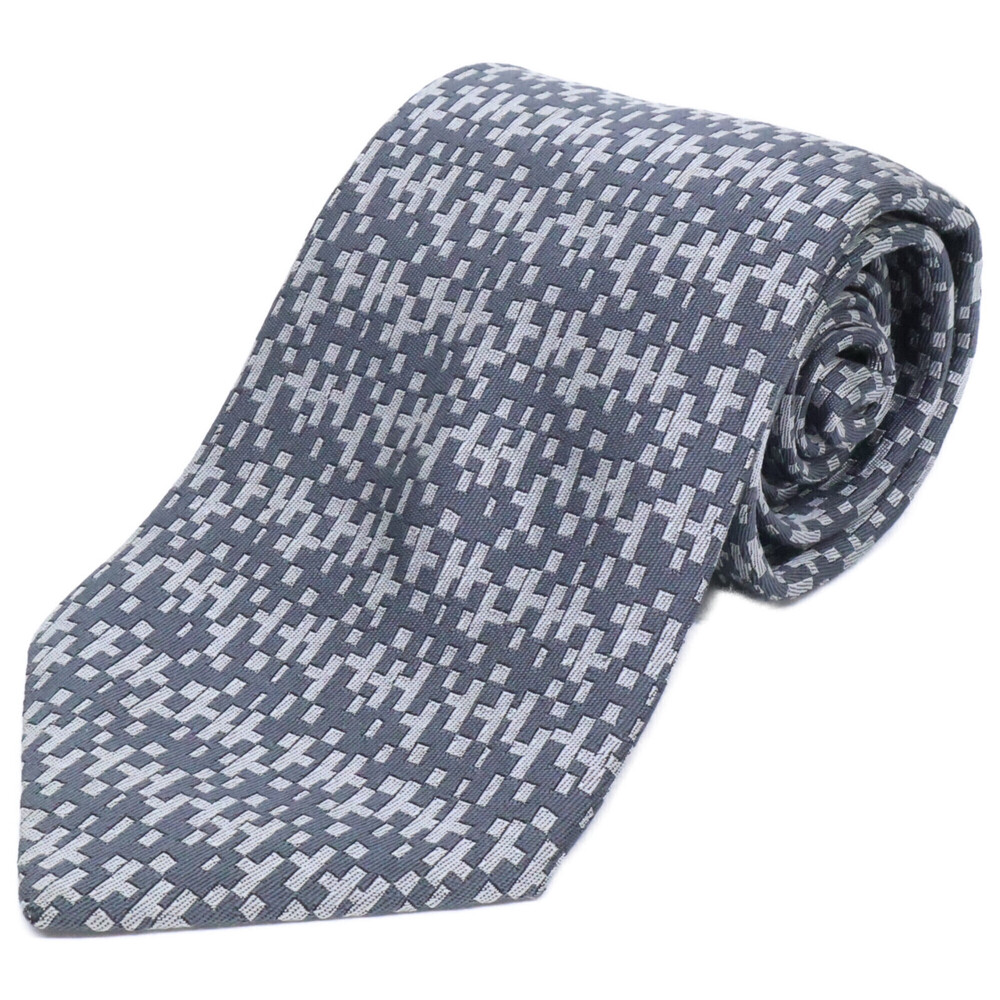 HERMES Hermes all-over pattern silk tie, gray, men's.